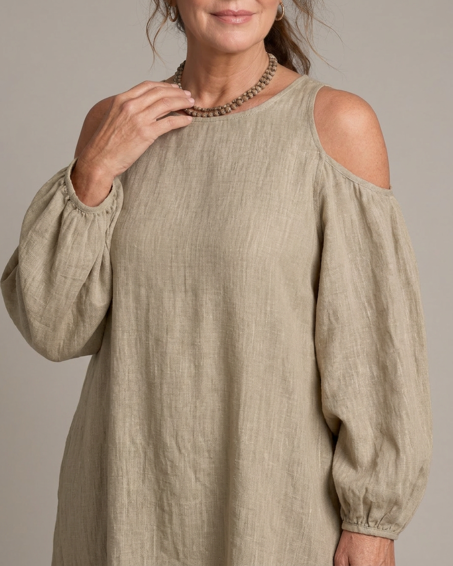 Danielle | Linen Round Neck Maxi Dress