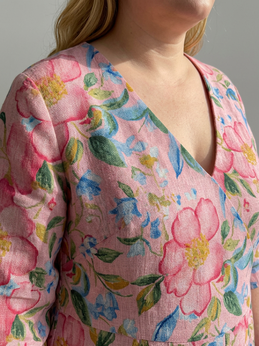 Roxanne | Linen Floral V-Neck Maxi Dress