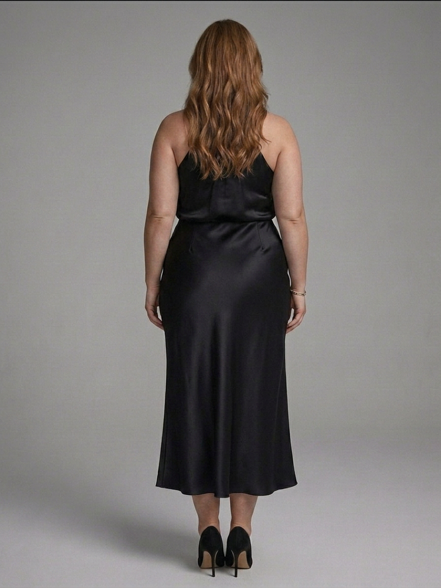 Jodie | Satin Halter Midi Dress