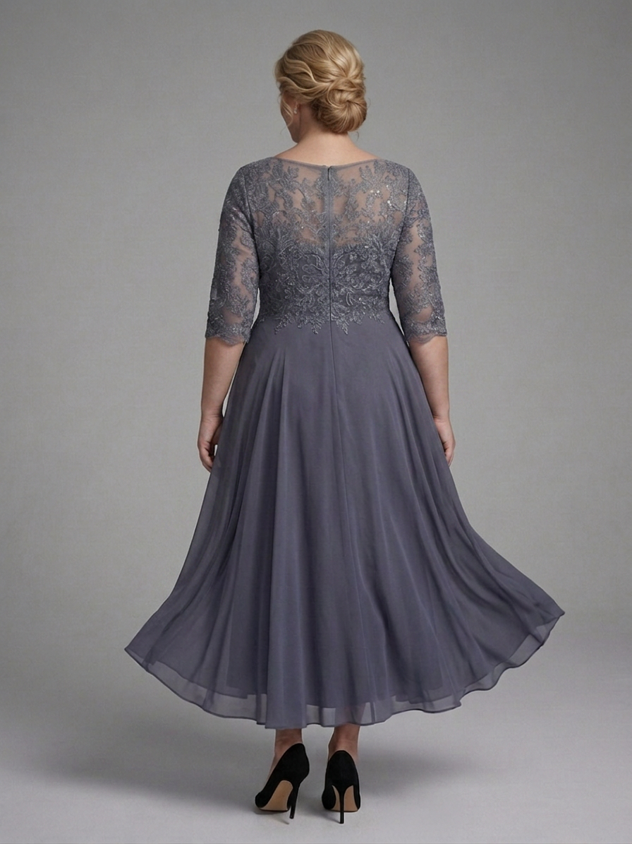 Bella | Chiffon Round Neck Maxi Dress