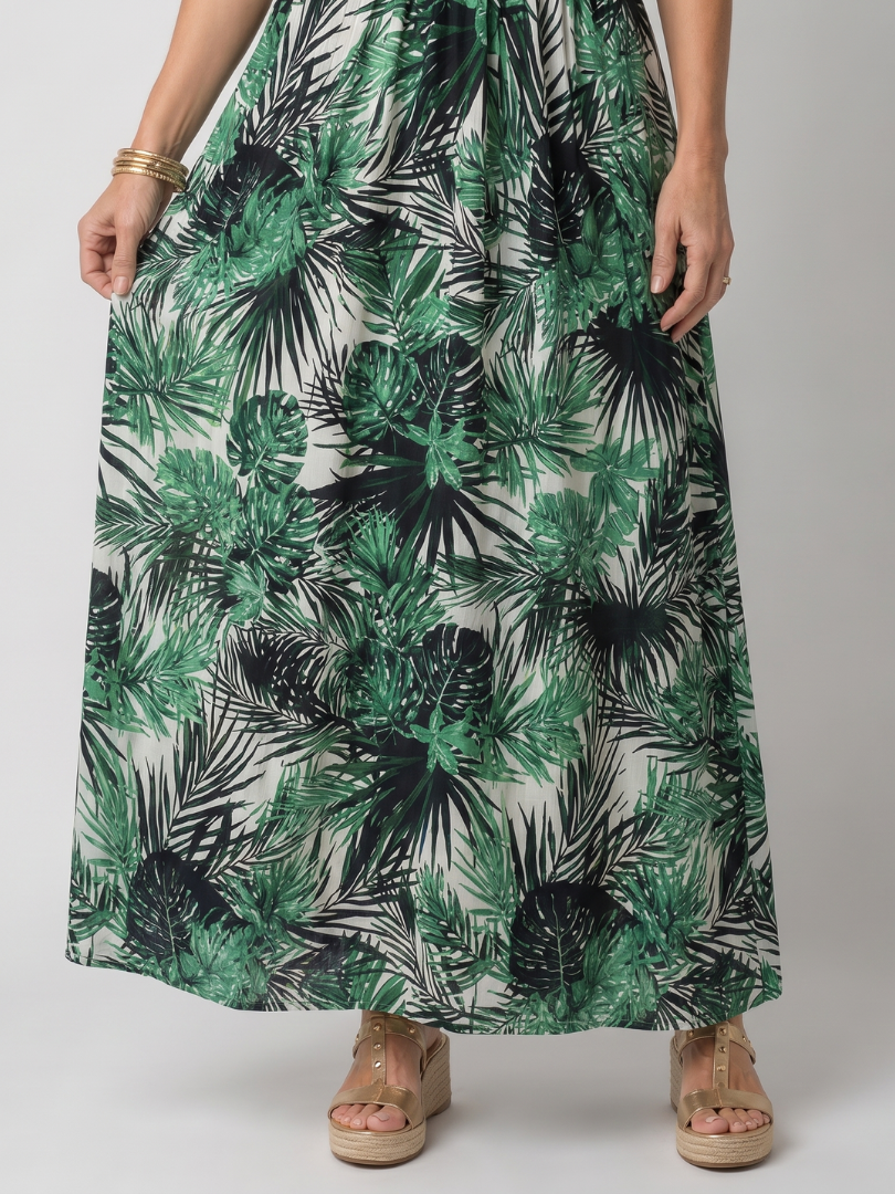 Zoe | Tropical V-Neck Maxi Dress