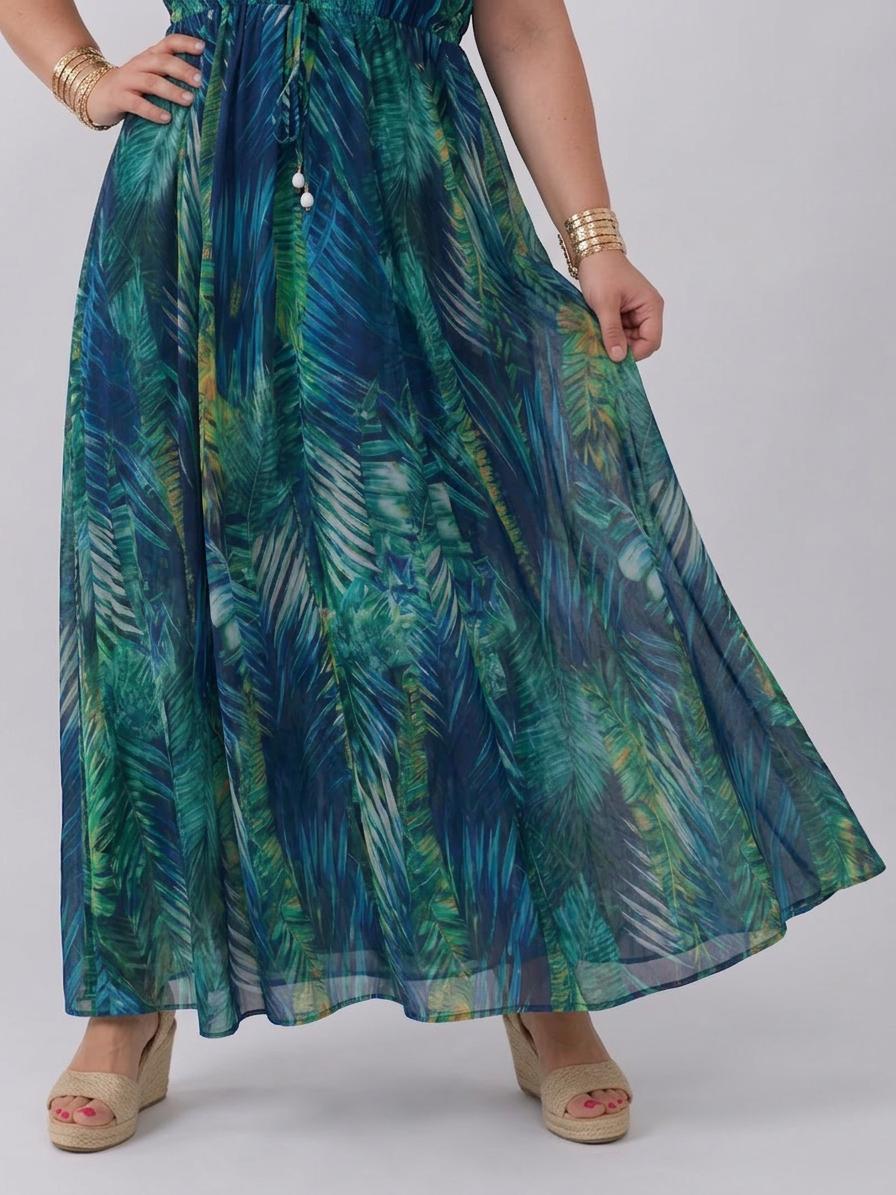 Anne | Tropical V-Neck Maxi Dress