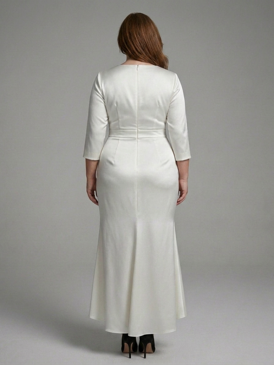Jean | Satin V-Neck High-Low Maxi Dress