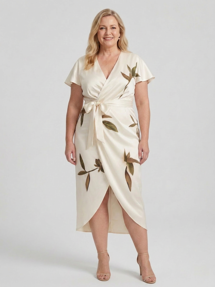 Karla | Tropical V-Neck Midi Dress