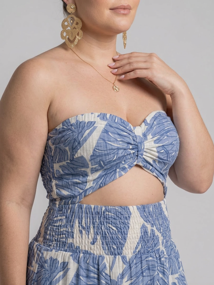 Victoria | Floral Strapless Two-Piece Skirt Set