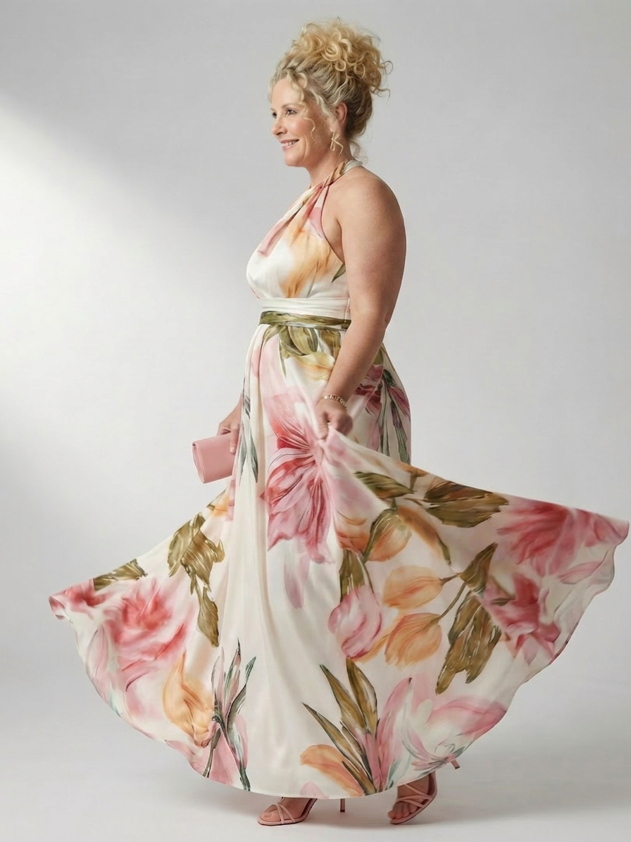 Rhonda | Floral Halter Maxi Dress