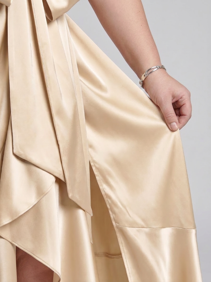 Alexa | Satin Halter High-Low Maxi Dress