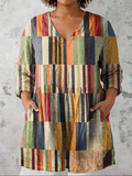 Megan | Geometric V-Neck Blouse