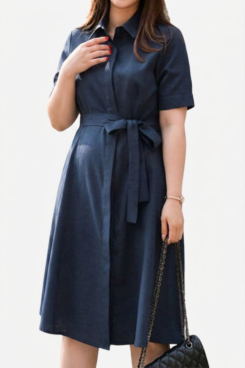 Stephanie | Linen Collared Shirt Dress