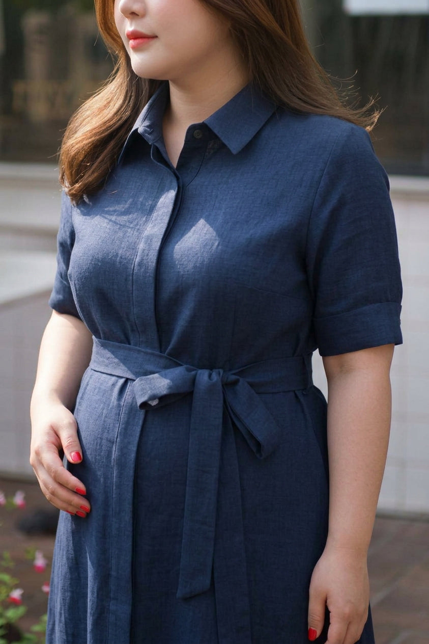 Stephanie | Linen Collared Shirt Dress