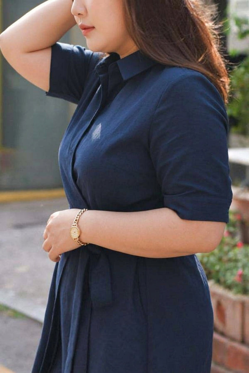 Stephanie | Linen Collared Shirt Dress
