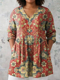 Dana | Damask V-Neck Blouse