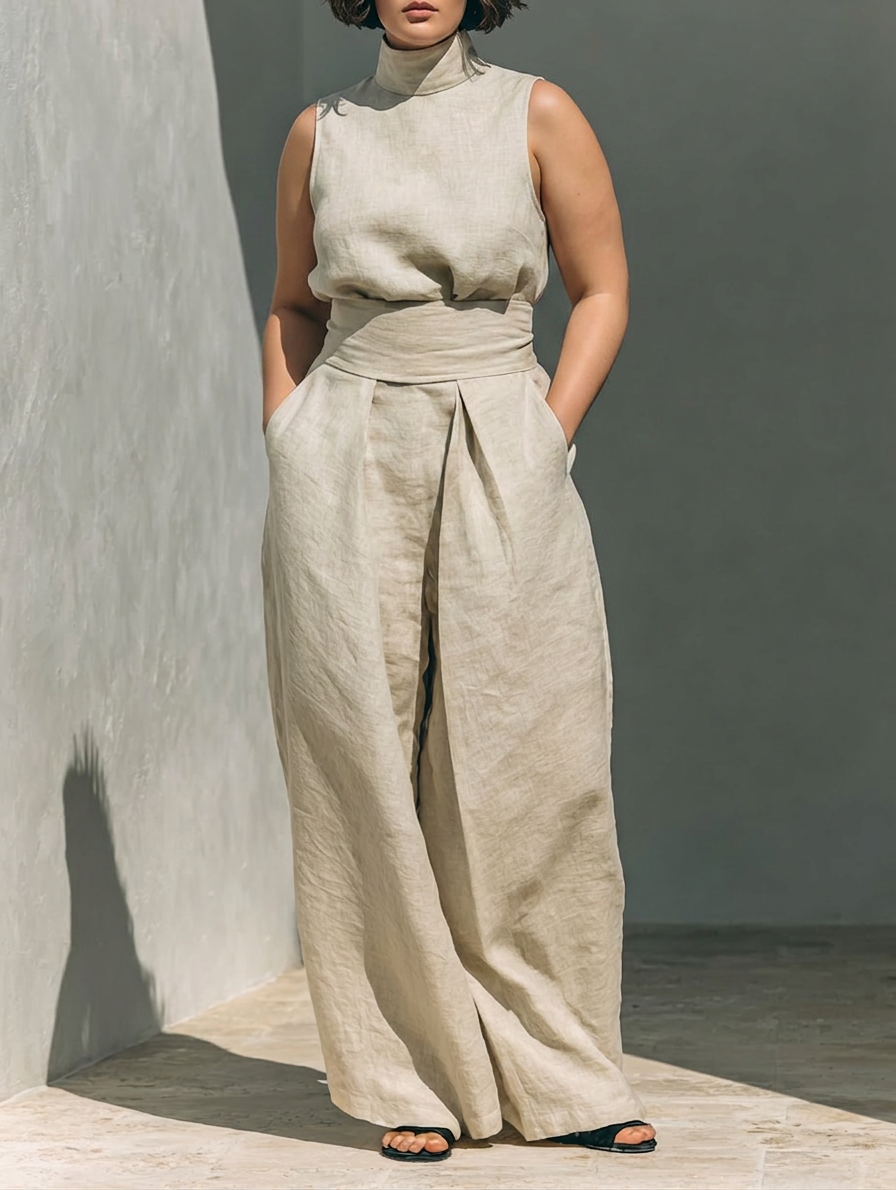 Margaret | Linen Sleeveless Two-Piece Set