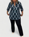 Sage | Geometric Collared Blouse