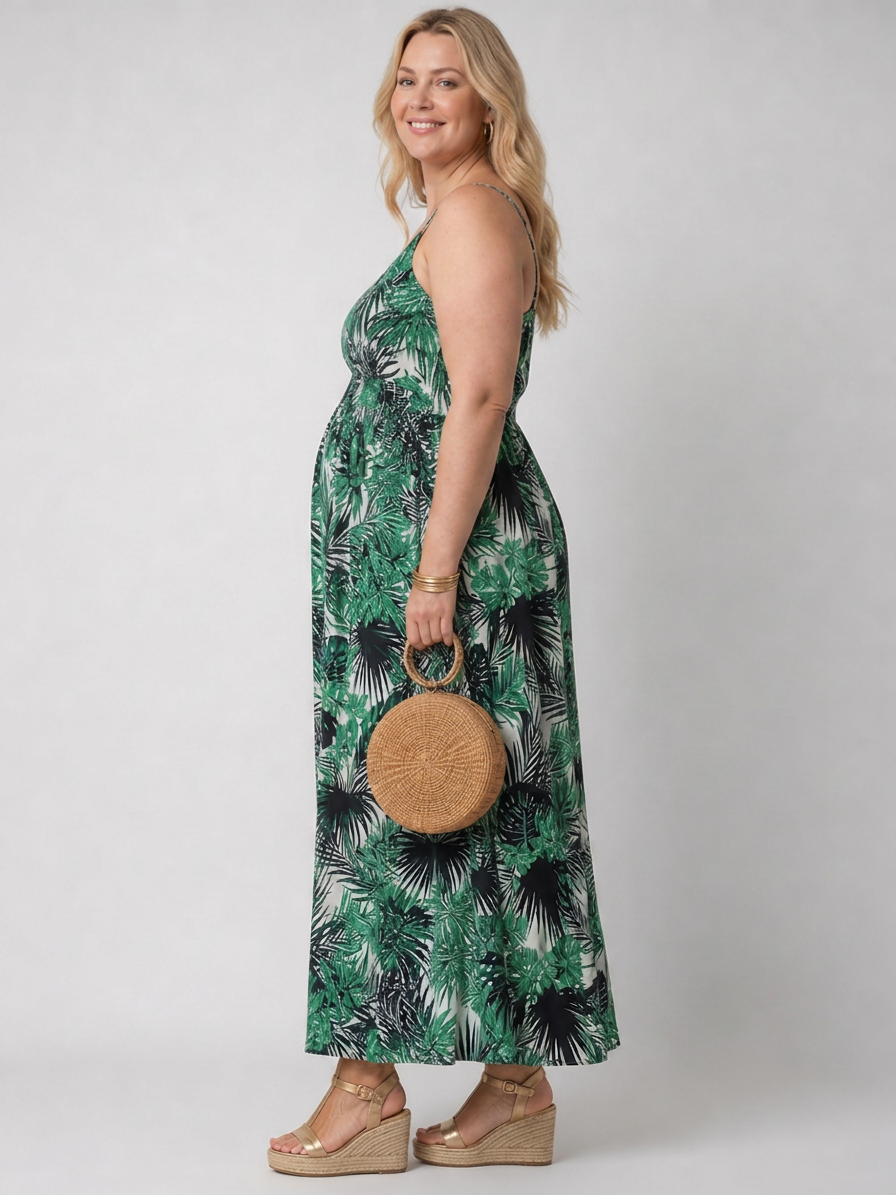 Zoe | Tropical V-Neck Maxi Dress