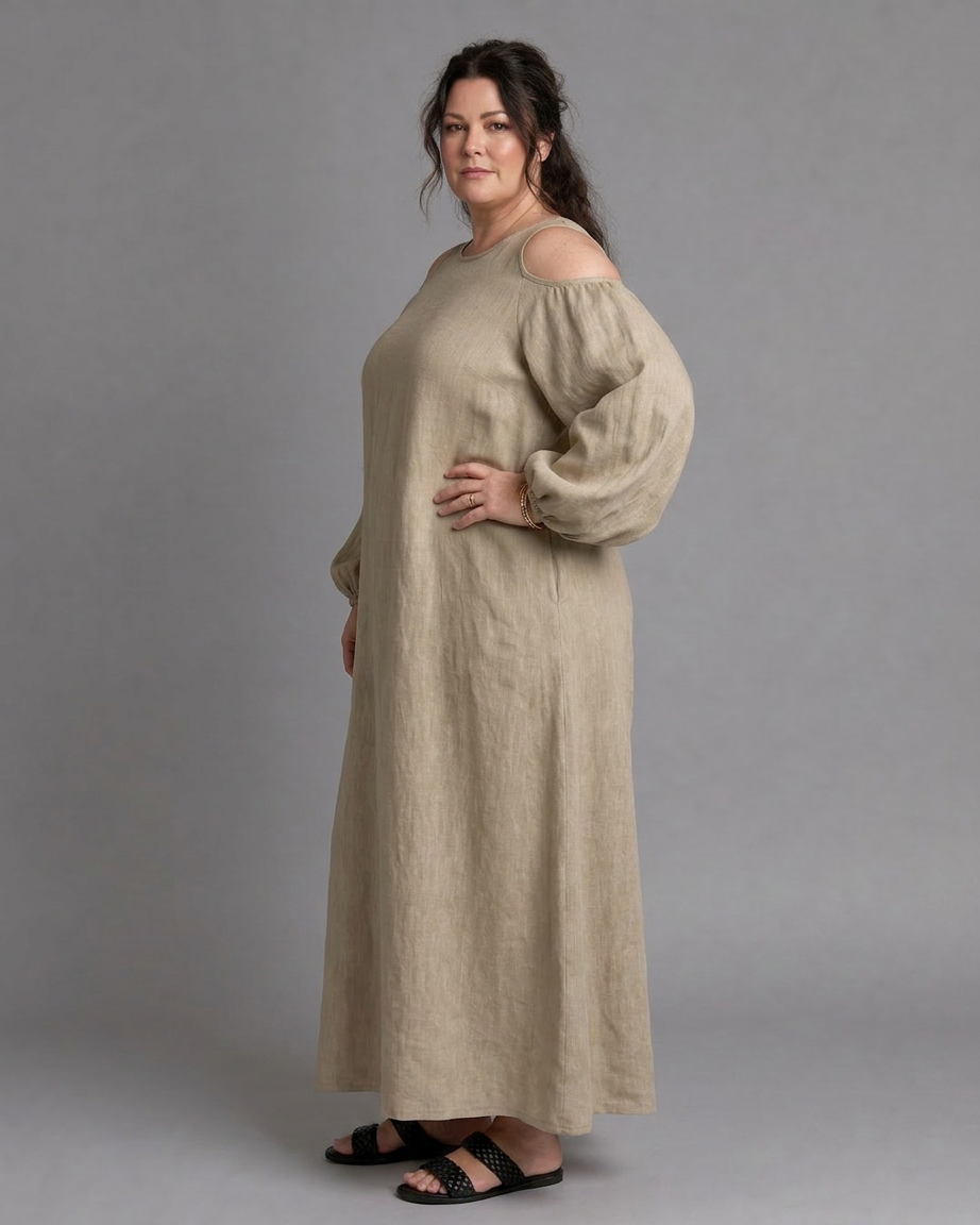 Danielle | Linen Round Neck Maxi Dress