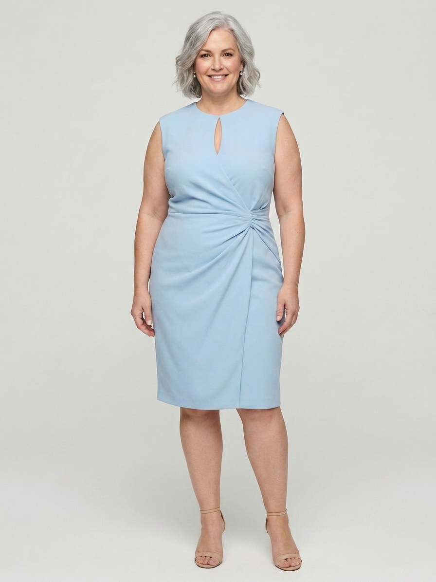 Roberta | Round Neck Knee-Length Dress