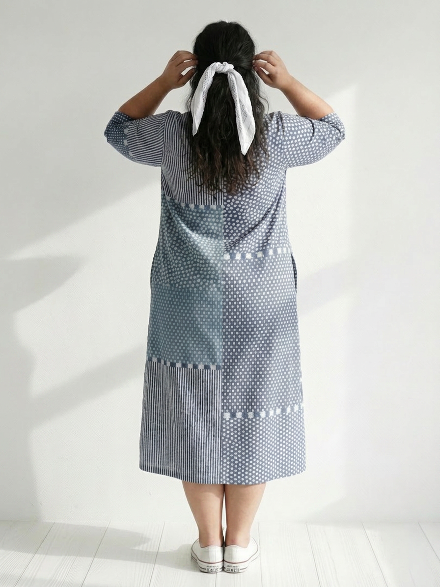 Lara | Geometric V-Neck Midi Dress