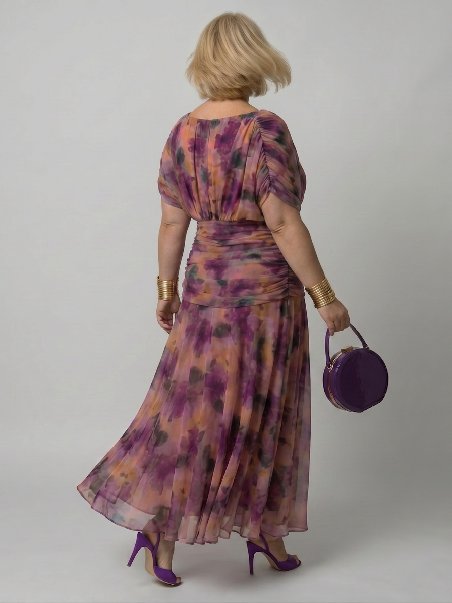 Marlene | Chiffon Floral Off-Shoulder Midi Dress