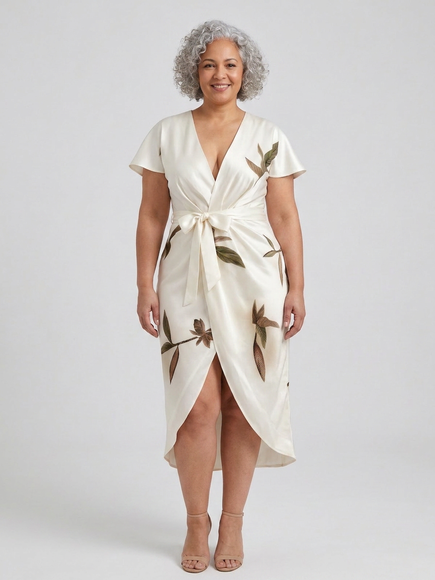 Karla | Tropical V-Neck Midi Dress