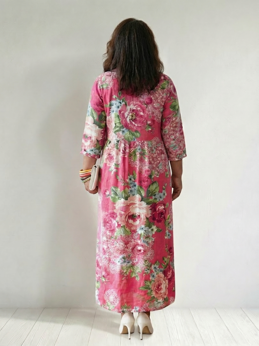 Angela | Floral V-Neck Maxi Dress
