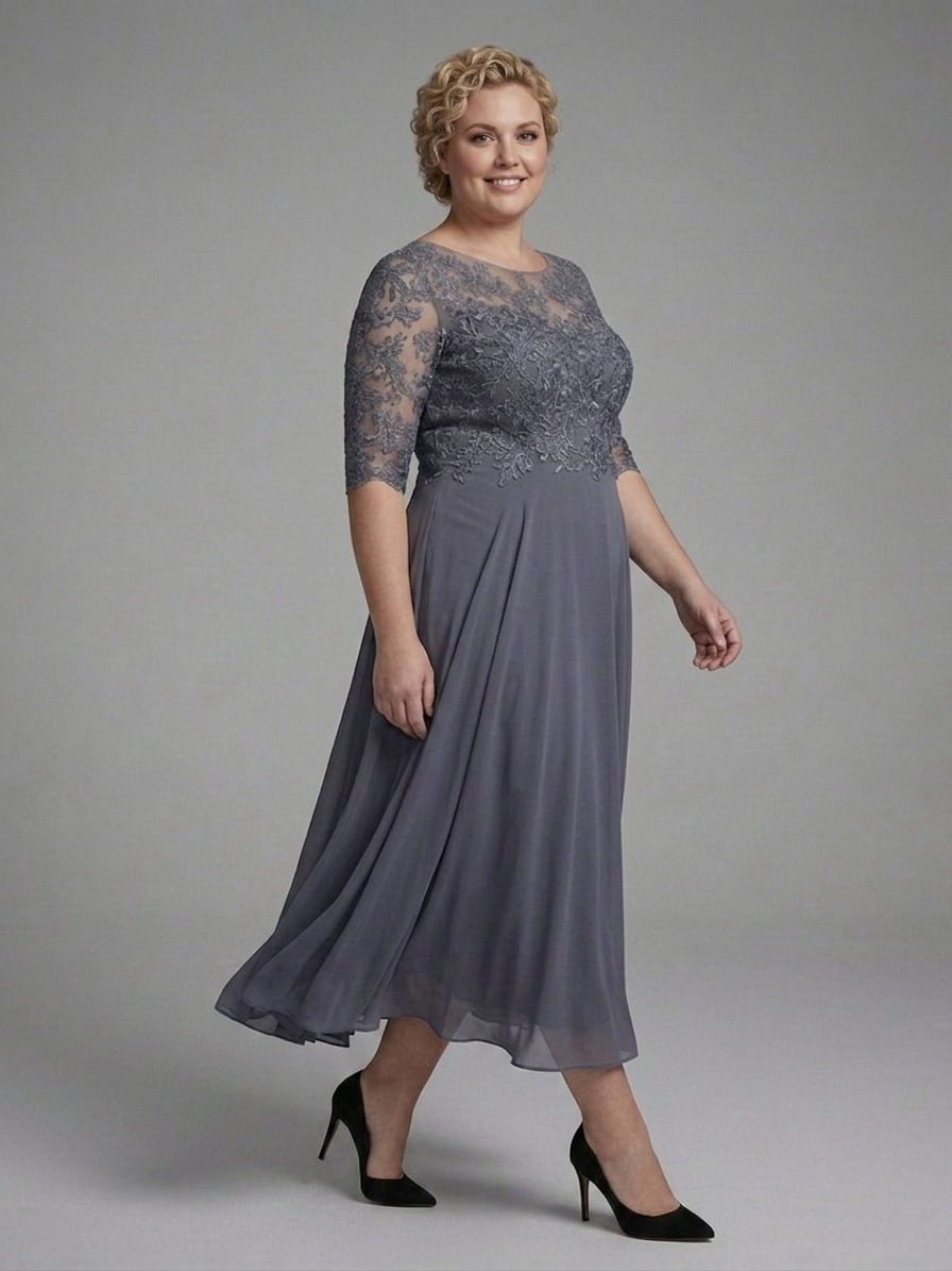 Bella | Chiffon Round Neck Maxi Dress