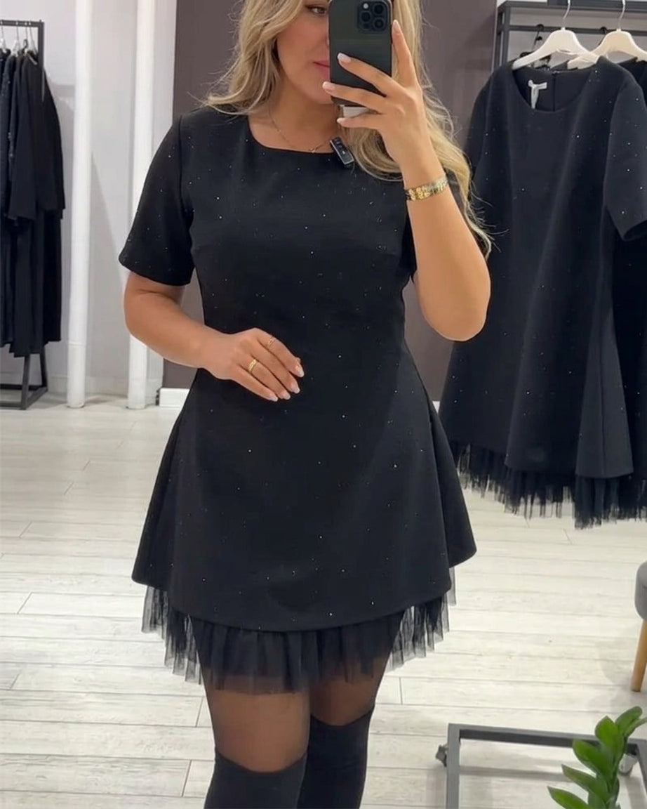 Zoe | Mesh Round Neck Mini Dress