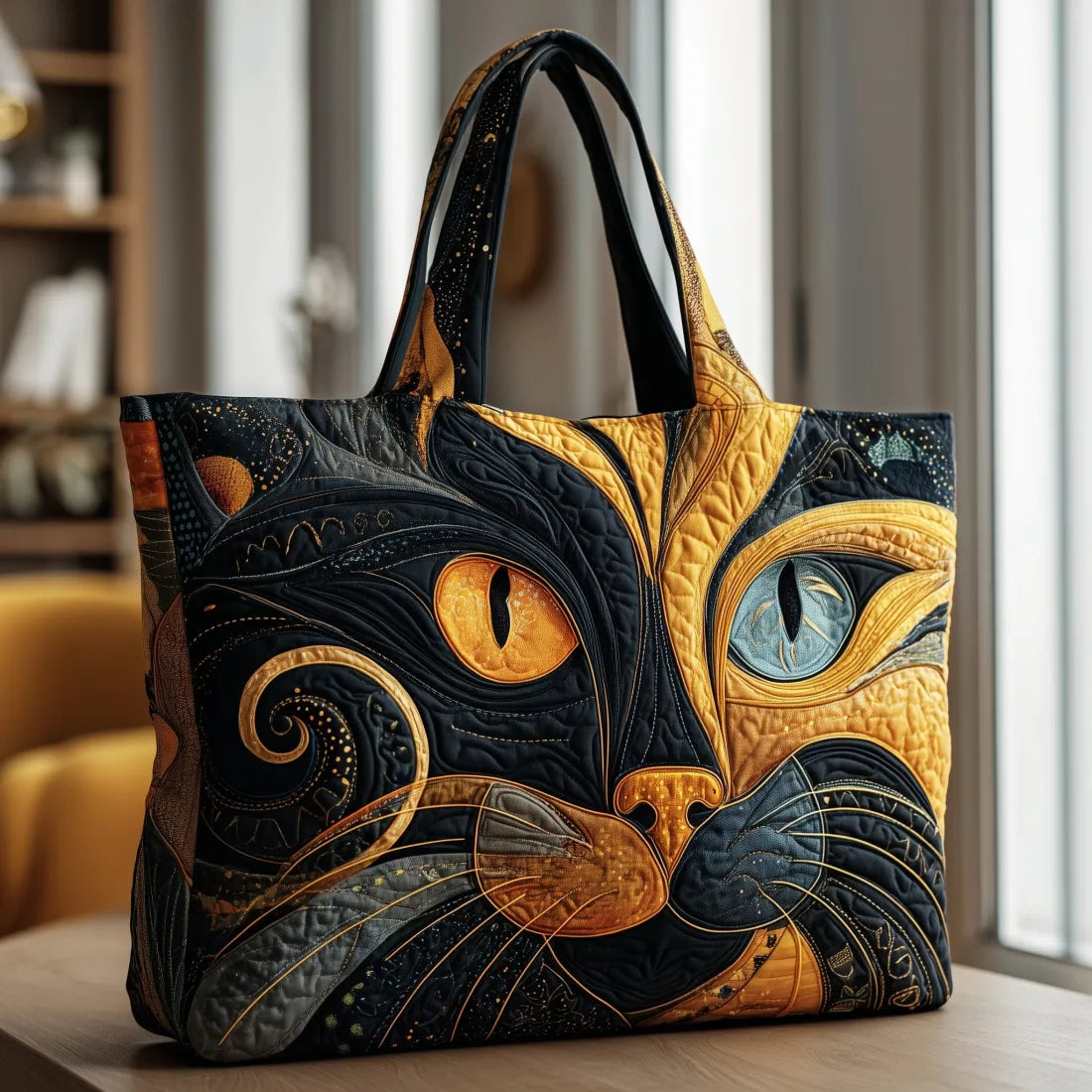 Kathryn | Art Nouveau Cat Quilted Tote Bag