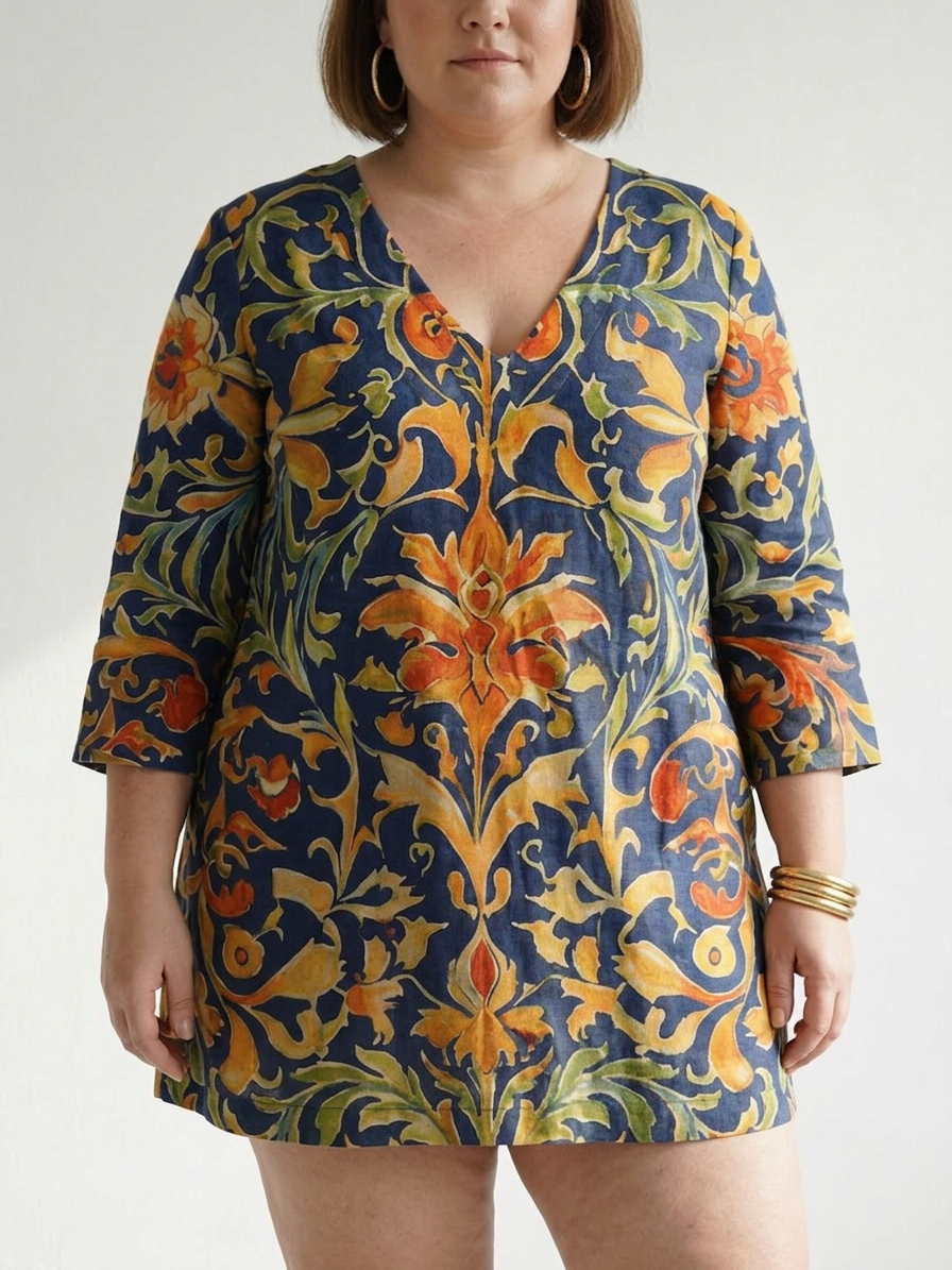 Molly | Damask V-Neck Maxi Dress