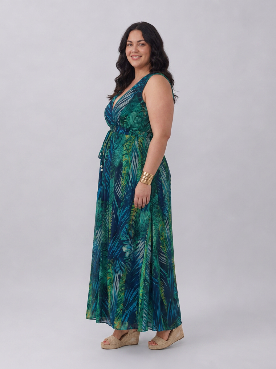 Anne | Tropical V-Neck Maxi Dress