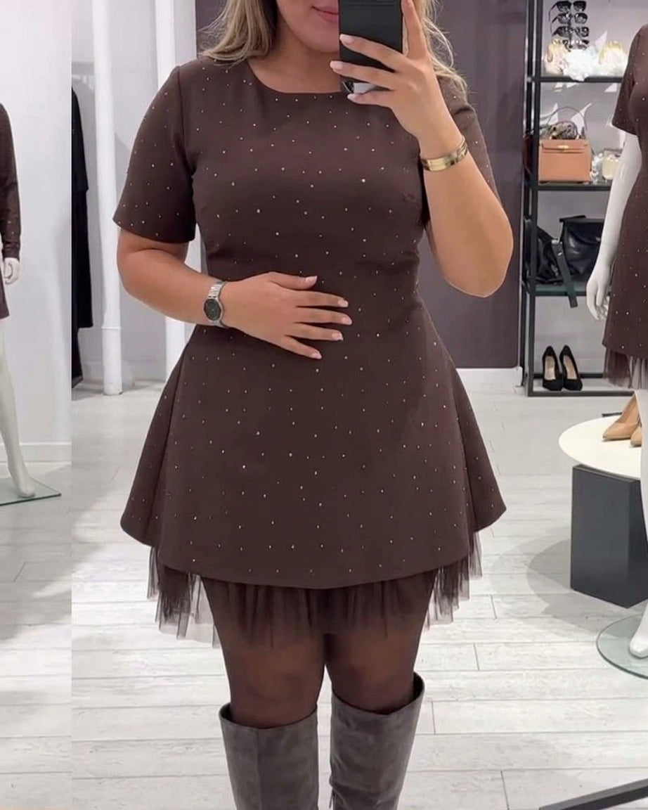 Zoe | Mesh Round Neck Mini Dress
