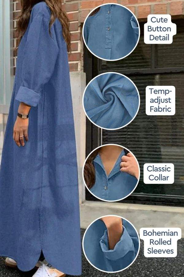 Layla | Denim Collared Maxi Dress