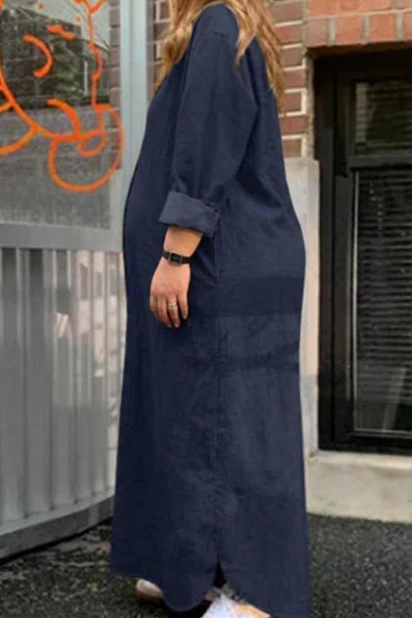 Layla | Denim Collared Maxi Dress