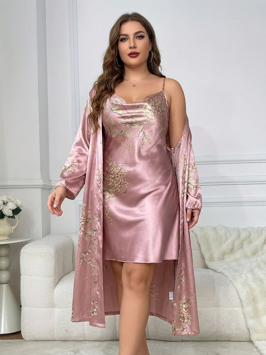 Lois | Satin Floral Sleeveless Two-Piece Pyjama Set