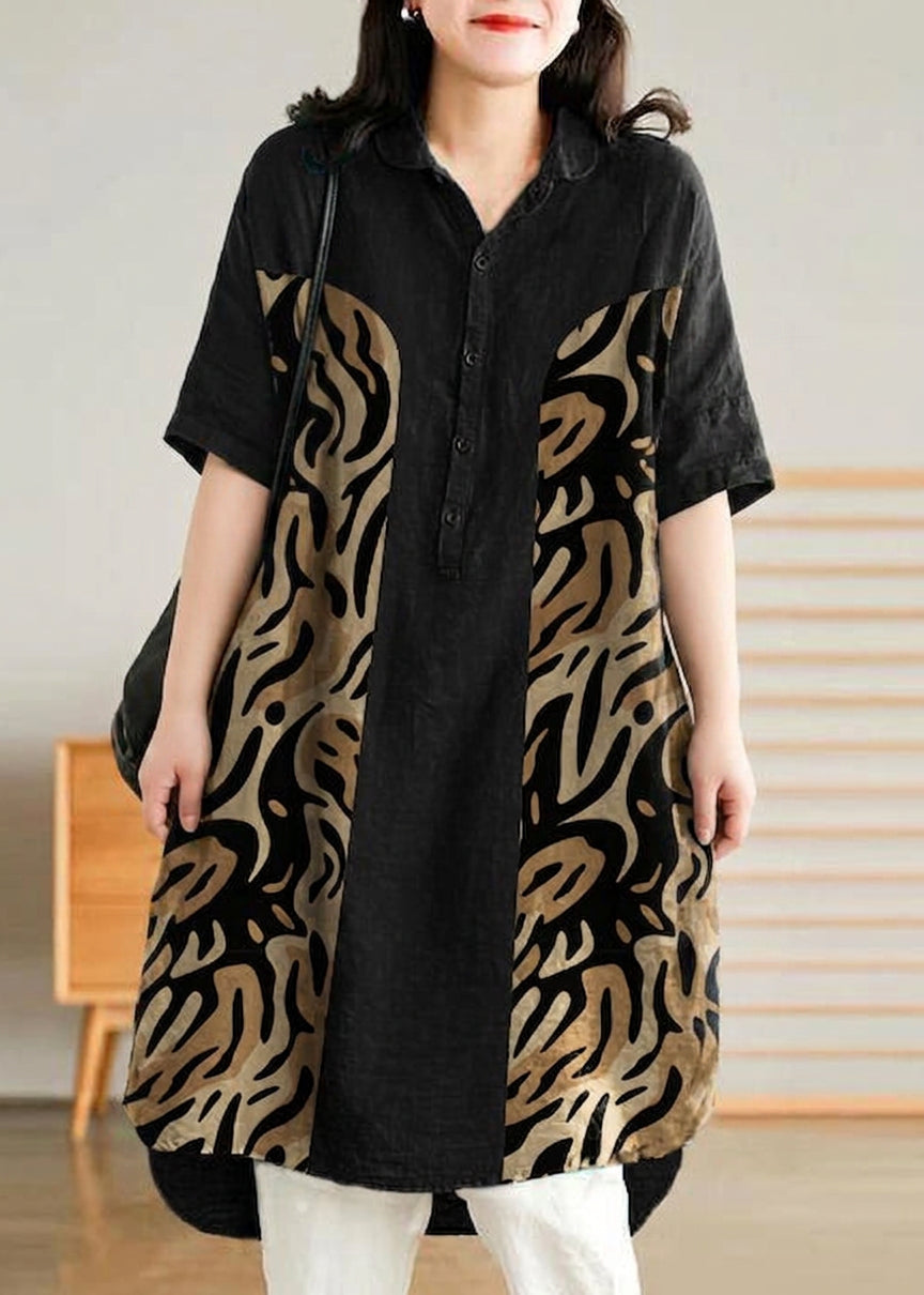 Mabel | Linen High-Low Collared Shirt Dress