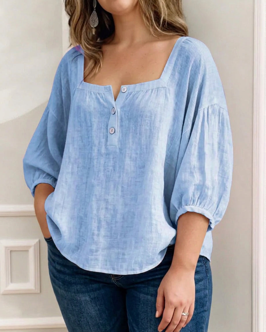 Miranda | Linen Square Neck Blouse