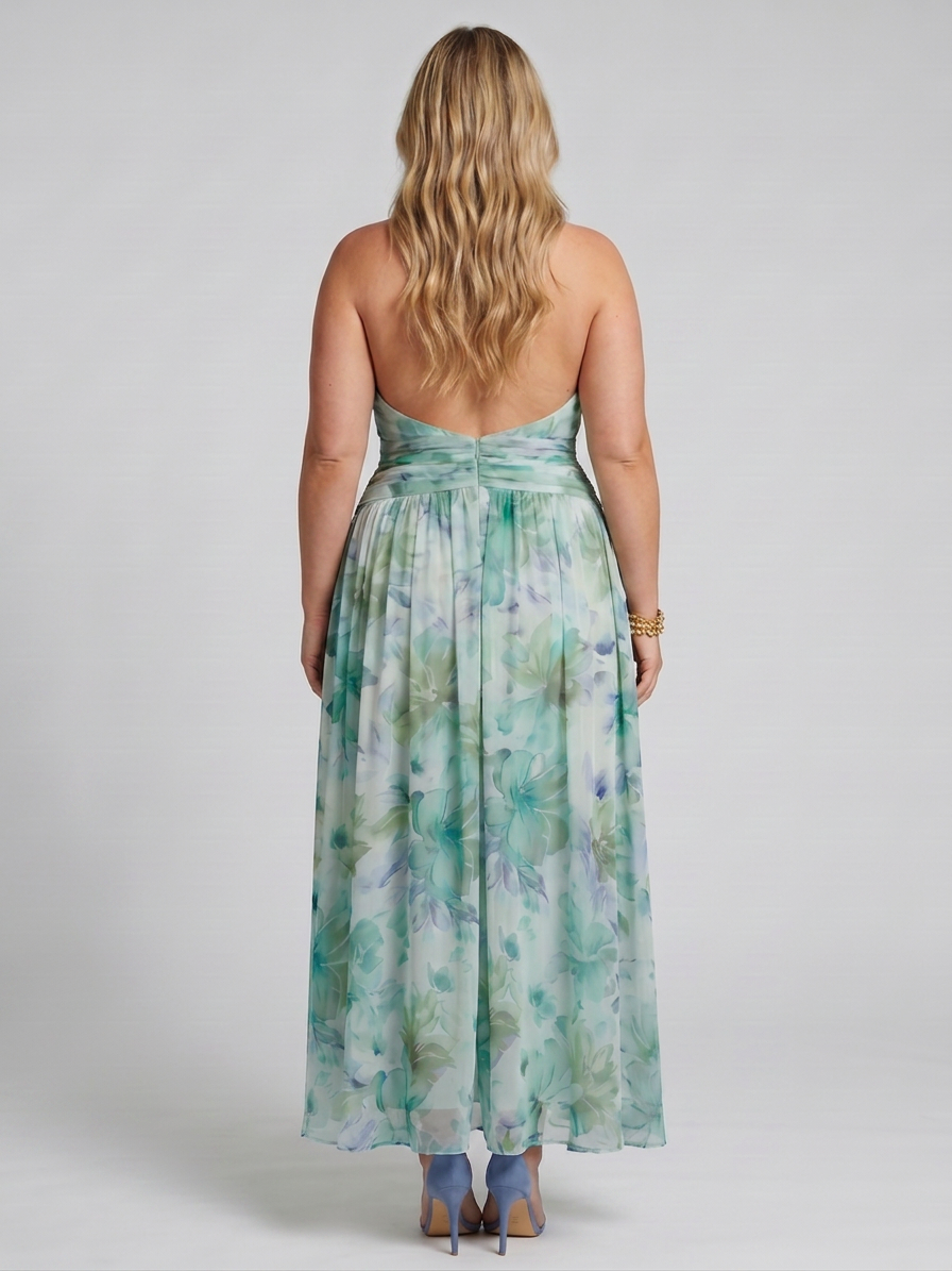 Norah | Chiffon Floral Halter Maxi Dress
