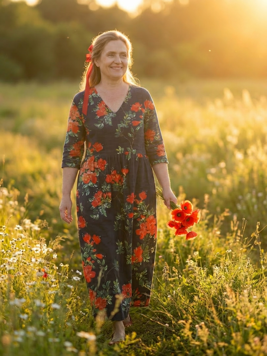 Marcia | Floral V-Neck Maxi Dress
