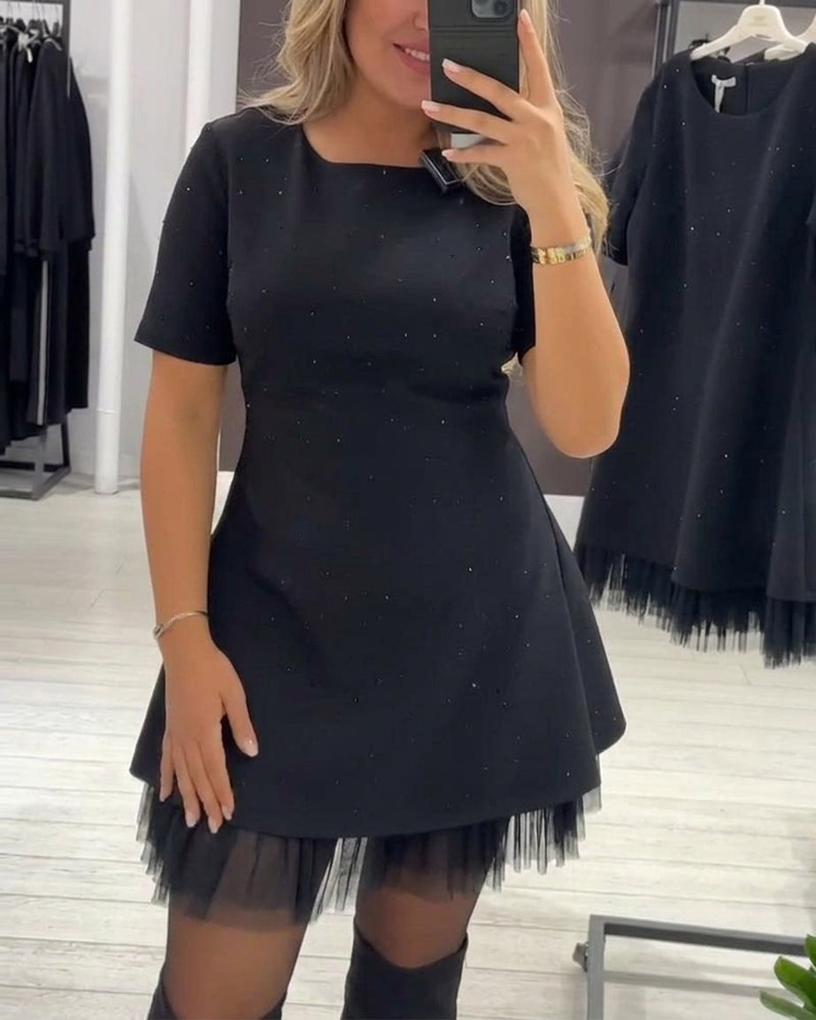Zoe | Mesh Round Neck Mini Dress