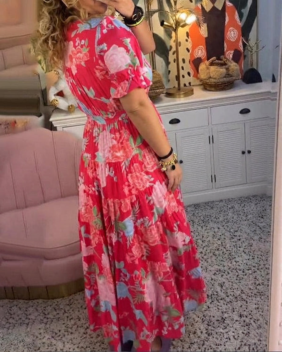 Layla | Chiffon Floral V-Neck Maxi Dress