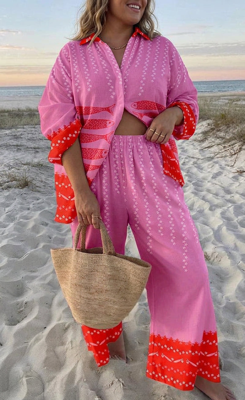 Christina | Border Print Two-Piece Set