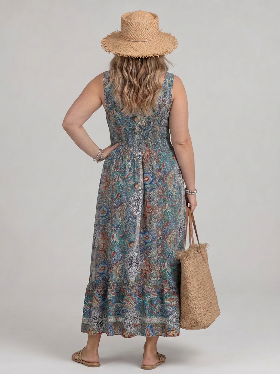 Genevieve | Paisley V-Neck Maxi Dress