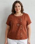 Wendy | Linen Round Neck Blouse