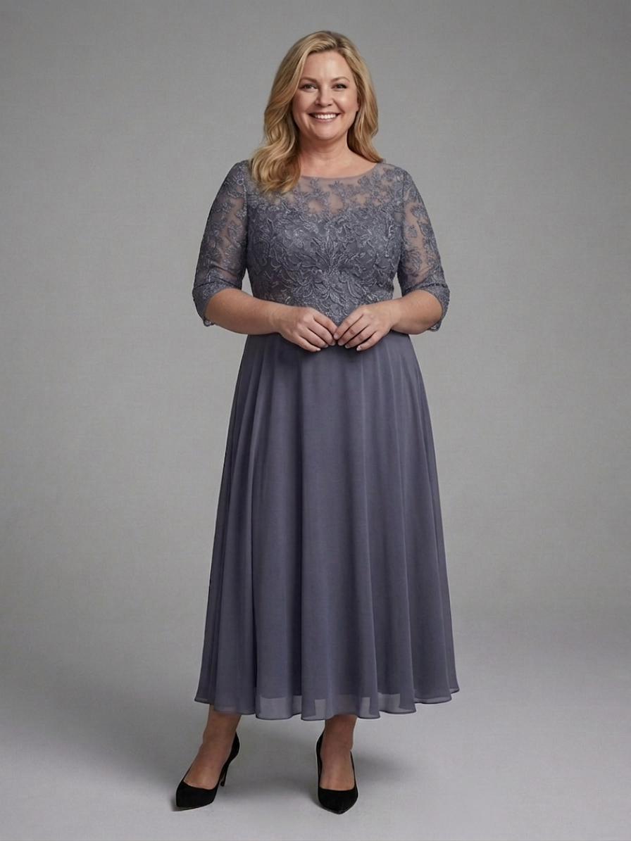 Bella | Chiffon Round Neck Maxi Dress