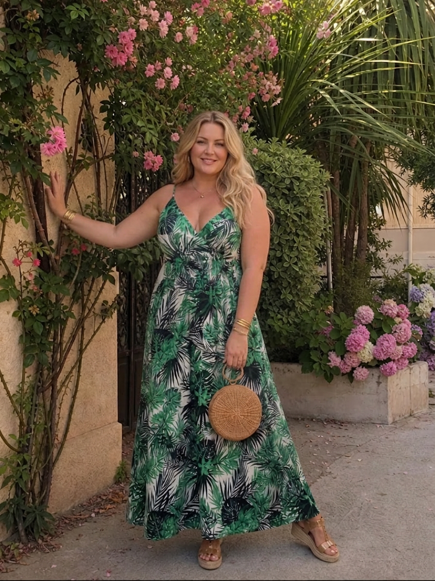 Zoe | Tropical V-Neck Maxi Dress