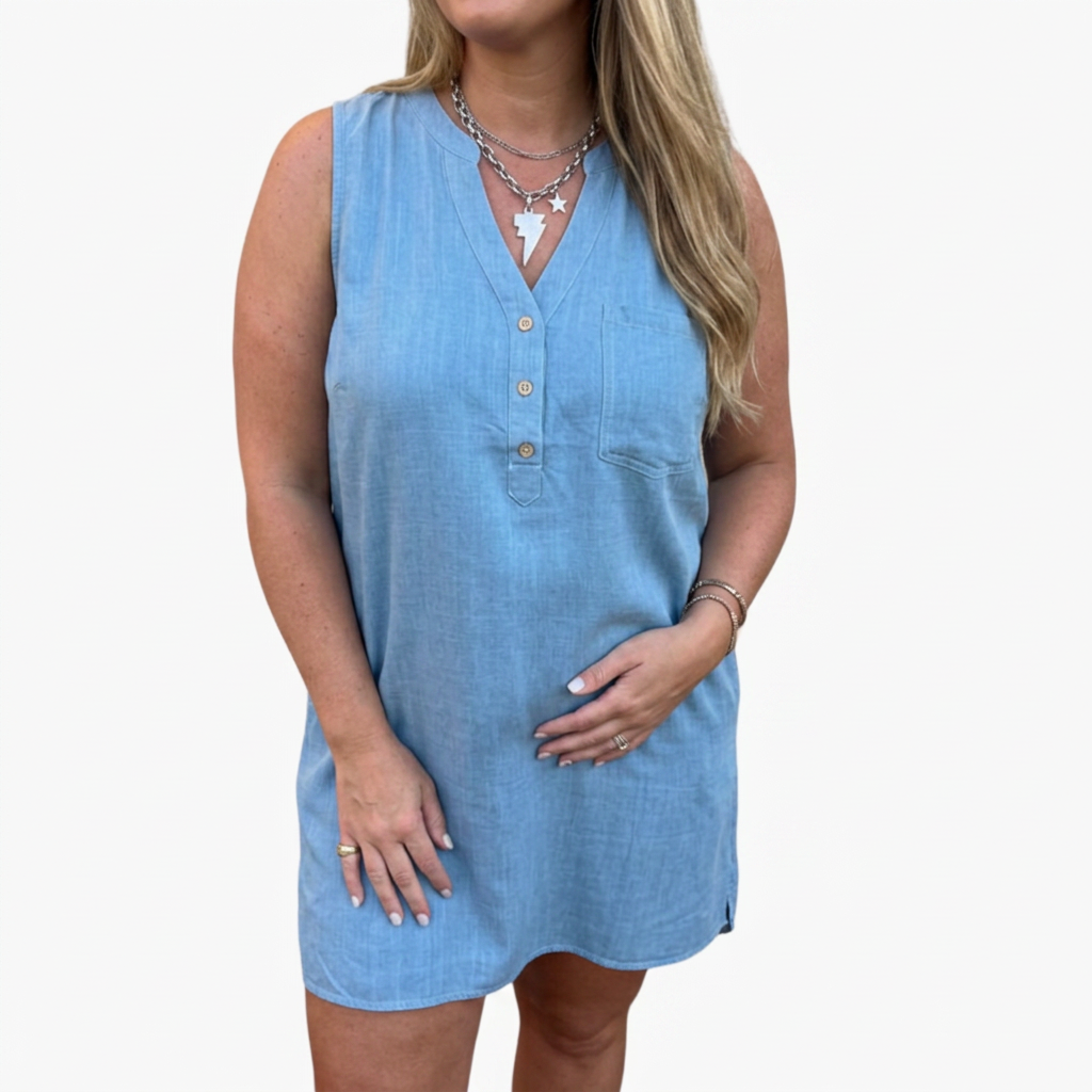 Reese | Linen Round Neck Mini Dress