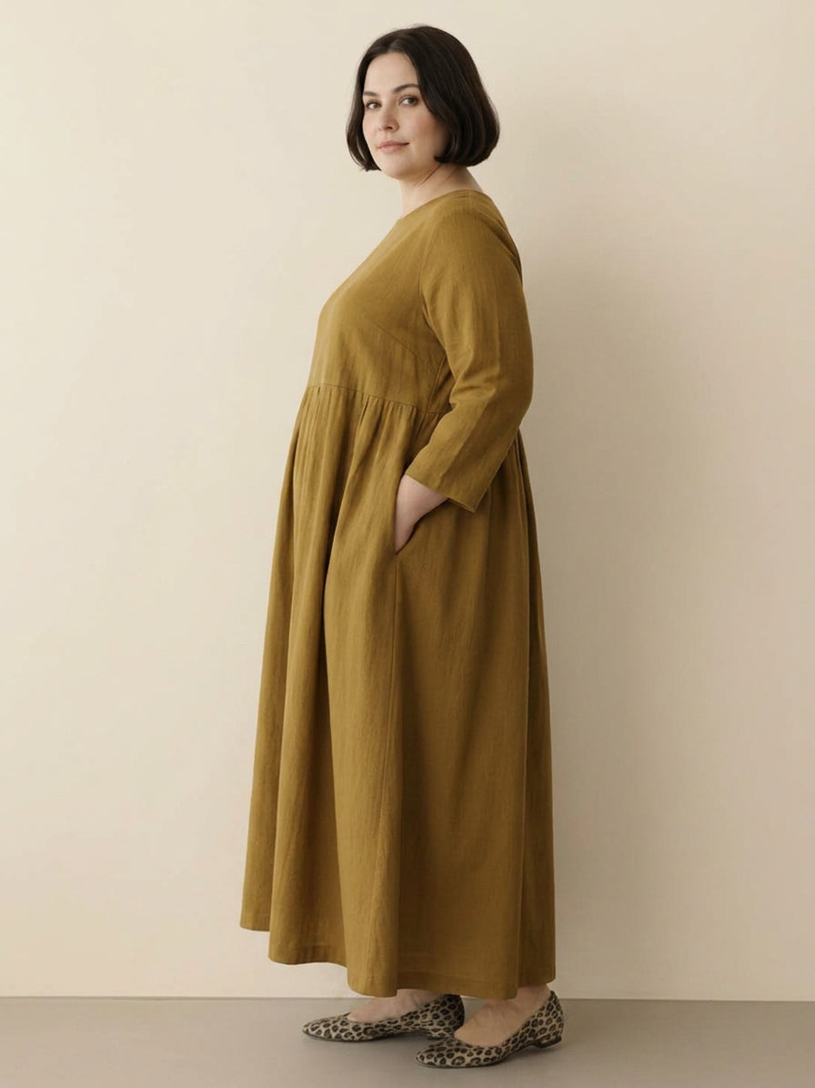 Emerson | Linen Round Neck Maxi Dress