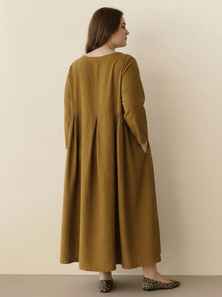 Emerson | Linen Round Neck Maxi Dress