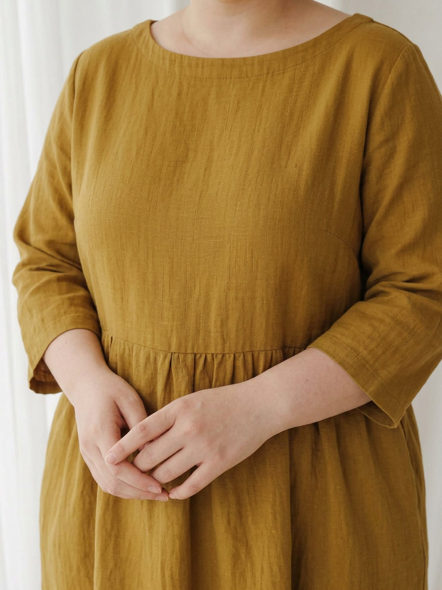 Emerson | Linen Round Neck Maxi Dress