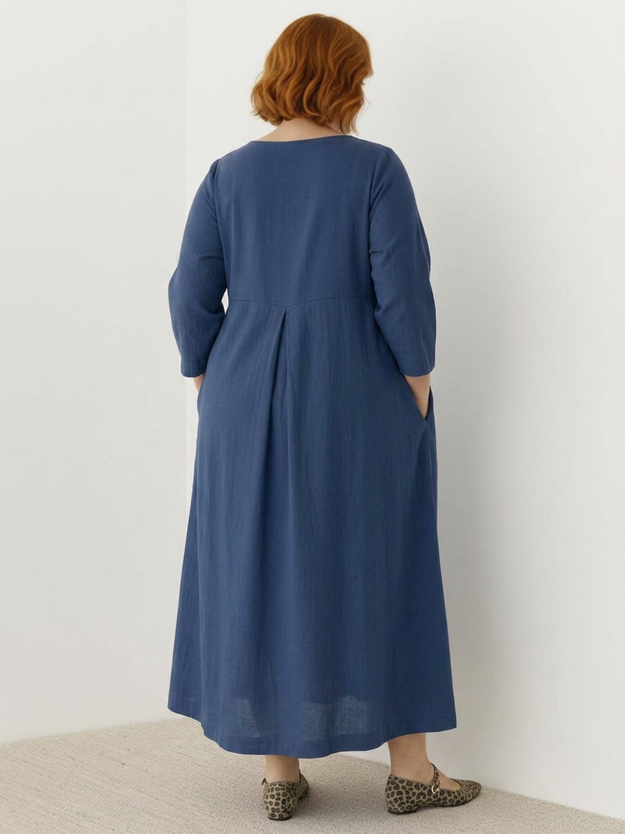Emerson | Linen Round Neck Maxi Dress